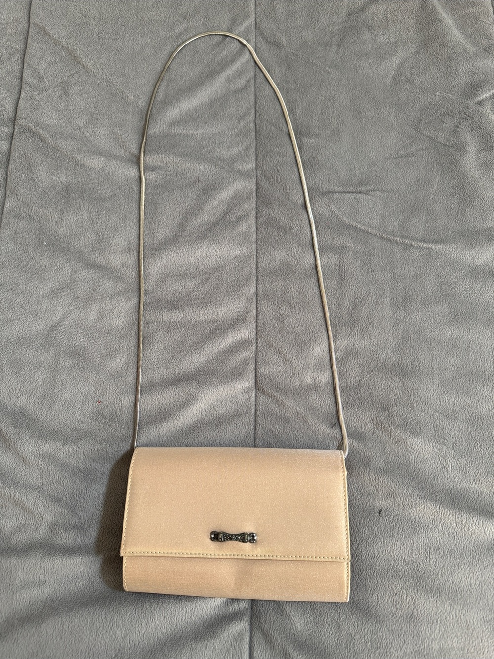 Judith Jack Beige evening /clutch metal strap Bag with Metal Accent